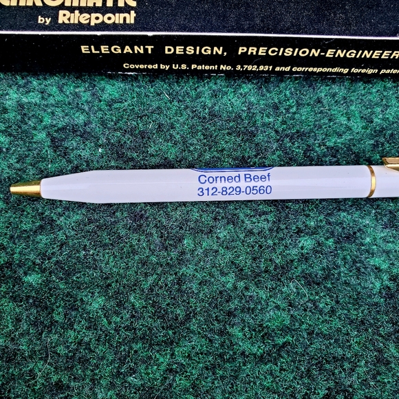 VTG Chromatic By Ritepoint Pen USA Advertising Kneip Beatrice Corned Beef White - Picture 3 of 10